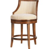 Cabana Swivel Counter Stool w/ Back Slats in Bali w/ Cream Fabric