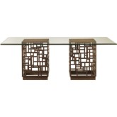 South Seas Dining Table in Distressed Metal & Crushed Bamboo w/ 84" Rectangular Glass