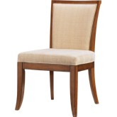 Kowloon Slat Back Dining Side Chair in Bali w/ Taupe & Cream Fabric (Set of 2)