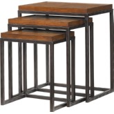 Ocean Reef Nesting Tables w/ Crushed Bamboo Top on Distressed Metal Bases