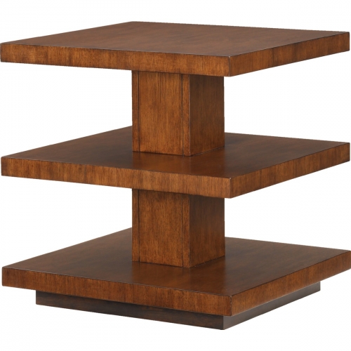 Lagoon Lamp Table w/ 2 Shelves in Bali Finish on Walnut Base