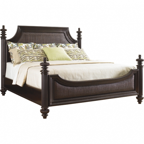 Harbour Point Queen Headboard in Tobacco Brown Mahogany & Rattan