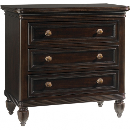 Orchid 3 Drawer Nightstand in Tobacco Brown Mahogany