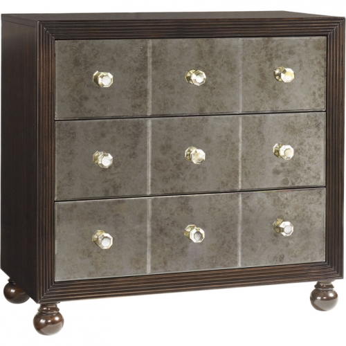 Starlight Nightstand in Tobacco Brown Mahogany & Antique Mirror