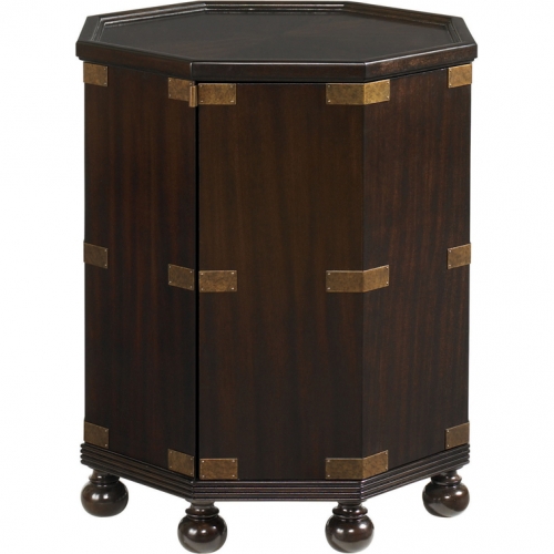 Pacific Campaign Accent End Table in Tobacco Brown Mahogany