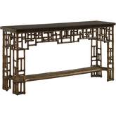 Mystic Console Table in Shell, Brown Mahogany & Rattan