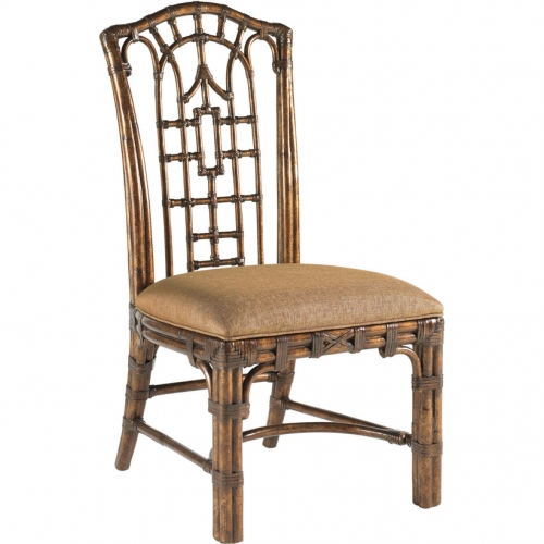 Pacific Rim Dining Chair in Rattan & Ginger Fabric (Set of 2)