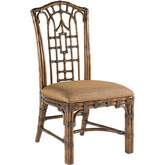 Pacific Rim Dining Chair in Rattan & Ginger Fabric (Set of 2)