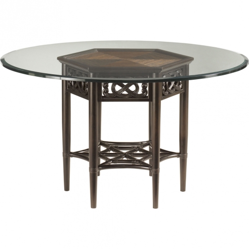 Sugar & Lace 54" Round Dining Table in Kona Sugarcane, Mahogany & Glass