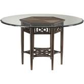 Sugar & Lace 54" Round Dining Table in Kona Sugarcane, Mahogany & Glass