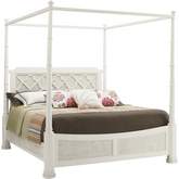 Southampton Poster Queen Bed in White Wood & Raffia