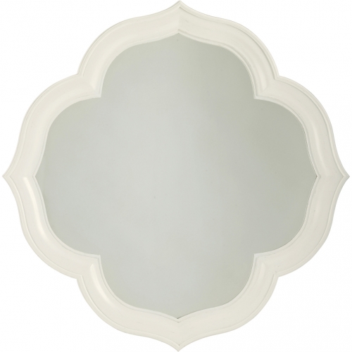 Paget Mirror in Quatrefoil & Diamond Pattern White Wood