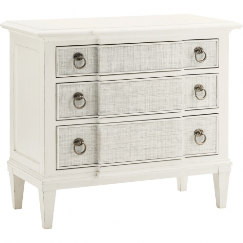 Tuckers Point 3 Drawer Bachelors Chest in White Wood & Raffia