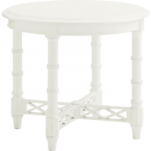 Edgehill Round End Table in White Wood