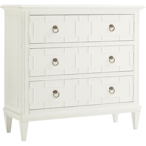 Somers Isle 3 Drawer Hall Chest in White Wood & Bamboo