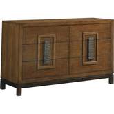 Tahara 6 Drawer Dresser in Wood, Dark Walnut & Metal