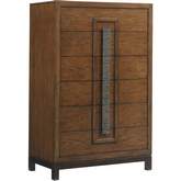 Java 6 Drawer Chest in Wood, Dark Walnut & Metal