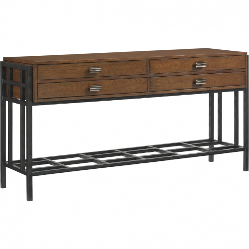 Saipan Sideboard in Wood & Hammered Metal