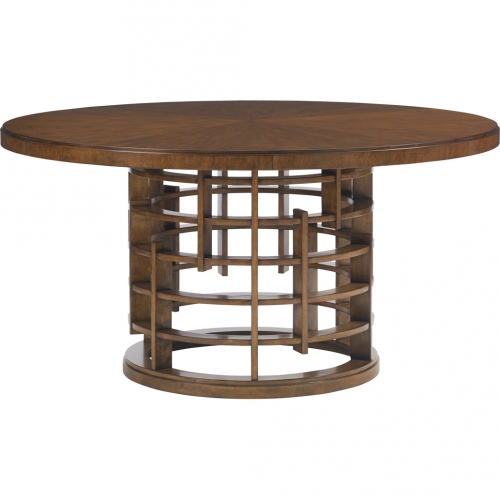 Meridien 60" Round Dining Table in Hickory & Wood