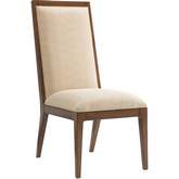 Natori Slat Back Dining Chair in Gold Fabric & Wood (Set of 2)