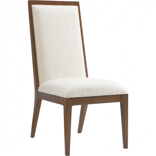 Natori Slat Back Dining Chair in Ivory Fabric & Wood (Set of 2)