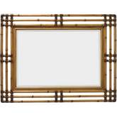 Savana Mirror in Wood & Leather Wrapped Bamboo Carving