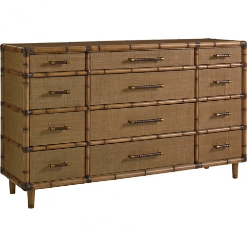 Windward 12 Drawer Dresser in Raffia & Bamboo