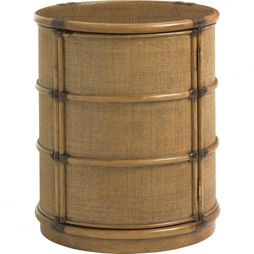 Cassada Drum Table in Raffia & Bamboo