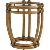 Turtle Beach End Table in Rattan & Tempered Glass