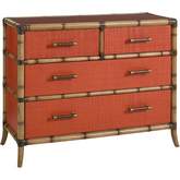 Bermuda Sands 4 Drawer Chest in Red Coral Raffia & Bamboo