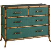 Bermuda Sands 4 Drawer Chest in Pacific Teal Raffia & Bamboo