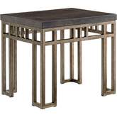 Montera Travertine End Table in Stained Travertine & Sienna Metal