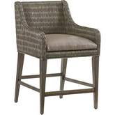 Turner Counter Stool in Gray Leatherette & Gray Woven Rattan