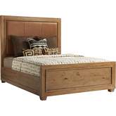 Antilles Queen Bed in Saddle Brown Leather & Oak