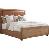 Antilles CA King Bed in Saddle Brown Leather & Oak