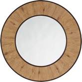 Carins Round Mirror in Aged Bronze & Oak