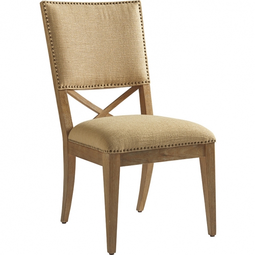 Alderman Dining Chair in Gold Fabric & Wood (Set of 2)