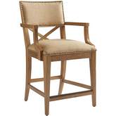 Sutherland Counter Stool in Gold Fabric & Wood