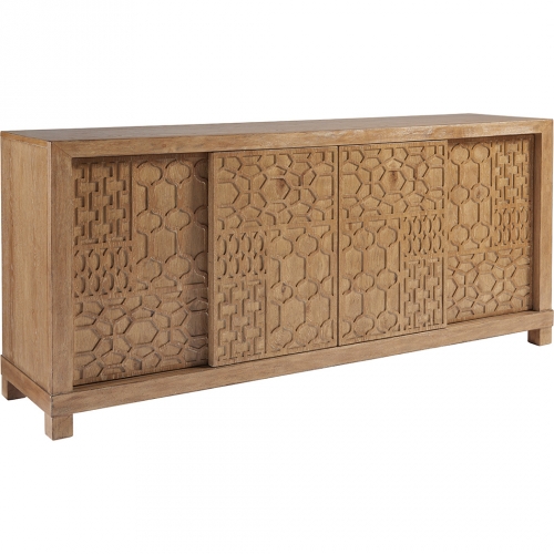 Morocco 79" Media Console TV Stand in Fretwork Wood