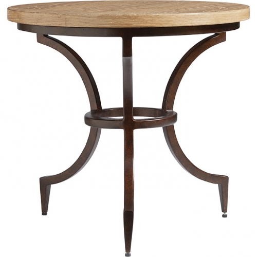 Flemming Round End Table in Oak & Aged Bronze