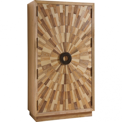 Pavillion Cabinet in Multi Tone Radial Pattern Wood