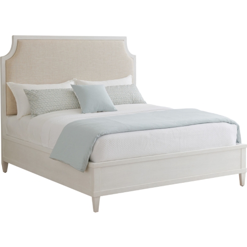 Belle Isle Queen Bed in Sand White Linen & Shell White Wood