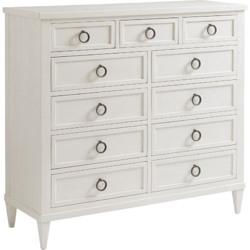 Pinecrest 11 Drawer Gentleman's Chest in Shell White Wood