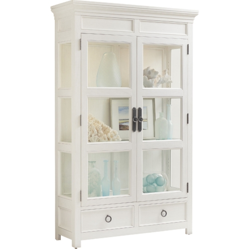 Sanctuary Curio China Cabinet in Shell White Wood & Glass