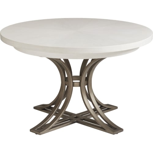 Marsh Creek 48" Round Dining Table in Shell White Wood & Pewter