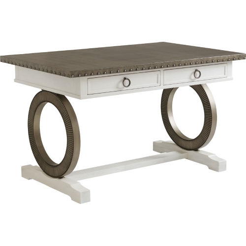 Sawgrass Bistro Table in Hammered Stainless & Shell White Wood