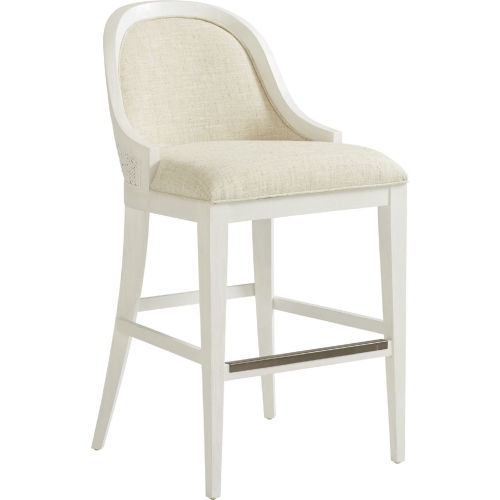 Lantana Bar Stool in Shell White Wood & Sand White Fabric