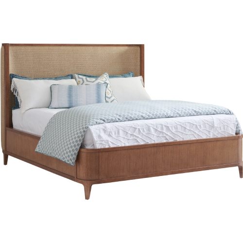 Villa Park Queen Bed in Sierra Tan Wood & Sand Fabric