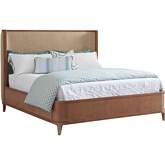 Villa Park CA King Bed in Sierra Tan Wood & Sand Fabric