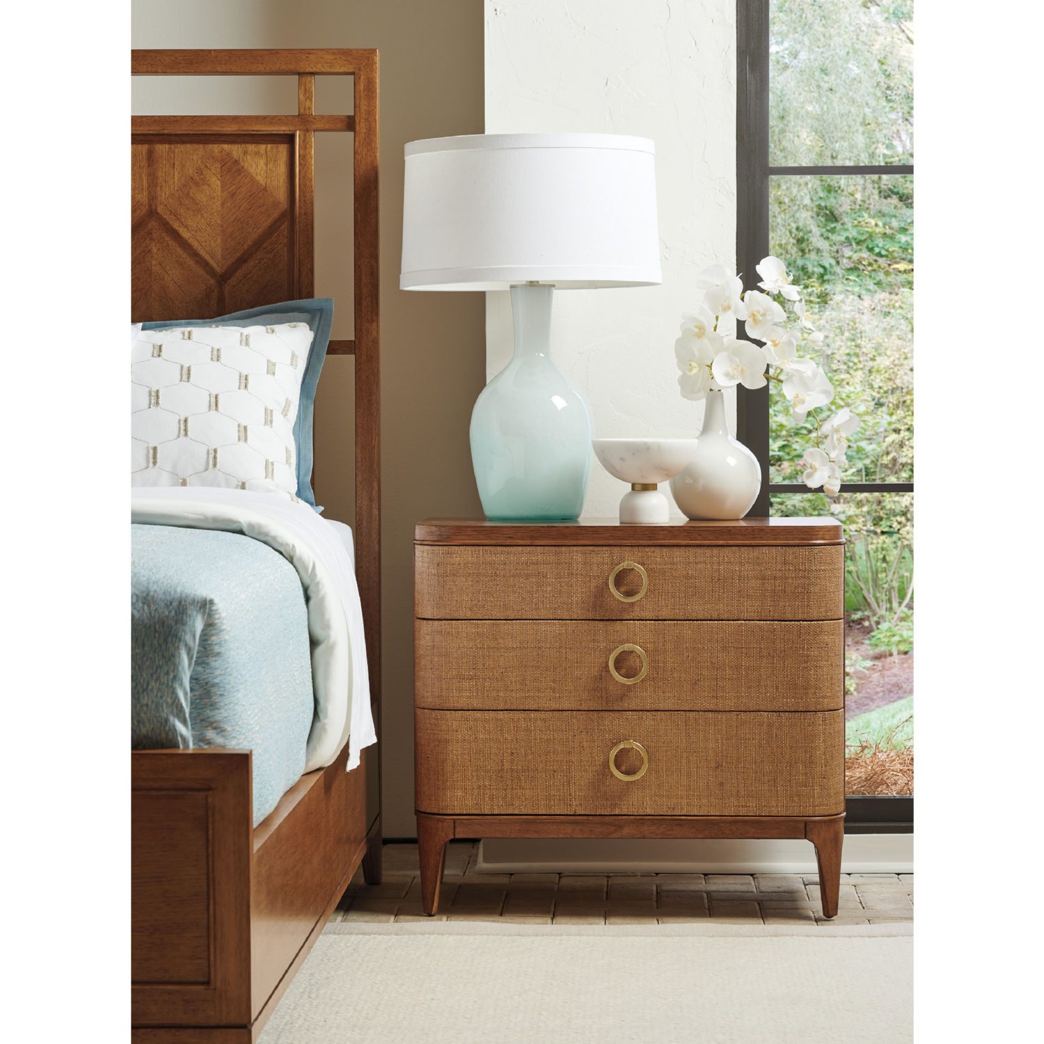 Tommy Bahama 01 0575 621 Moreno 3 Drawer Nightstand in Sierra Tan